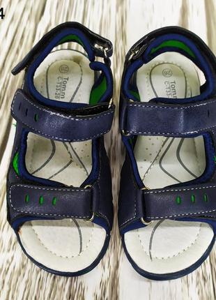 Детские босоножки, сандалии для мальчика открытые синие на липучках5 фото