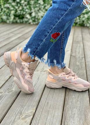 Жіночі стильні кросівки adidas ozweego adiprene 'peach'2 фото