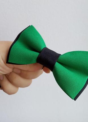 Краватка-метелик зелений з чорним2 фото