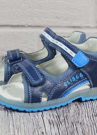 Кожаные лёгкие ортопедические босоножки для мальчика clibee 21, 22 р. ab27blue-blue. каблук томаса