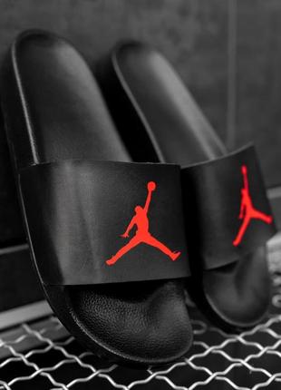 Мужские тапки jordan black\red