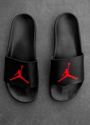 Мужские тапки jordan black\red3 фото