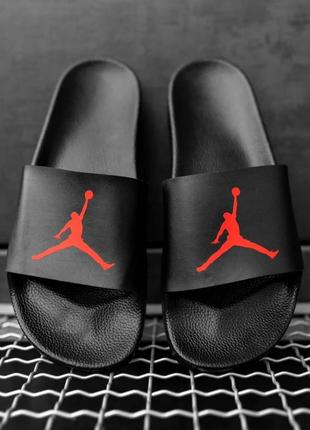 Мужские тапки jordan black\red4 фото