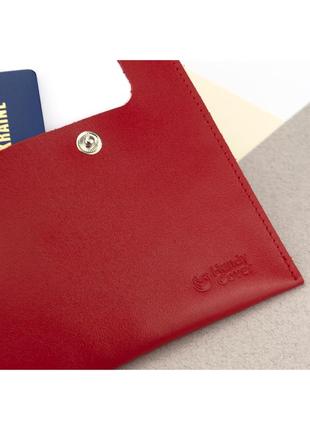 Тревел-конверт для путешествий  кожаный на кнопках hc красный6 фото