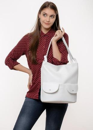 Новинка стильный женский белый рюкзак-трансформер сумка (шопер)