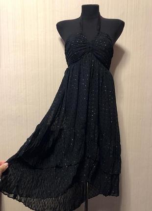 Платье чёрное в горох ассиметричное