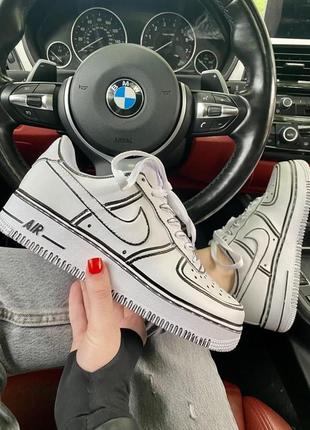 Крутейшие кастомные женские кроссовки в стиле комикса nike air force 1 белые с чёрным