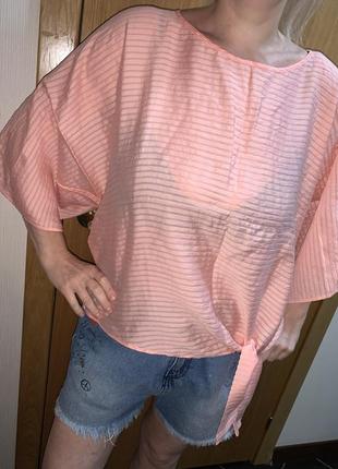 Блуза сорочка рожева блузка2 фото