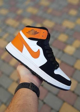 Nike air jordan белые с чёрным с оранжевым9 фото