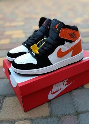 Nike air jordan білі з чорним з помаранчевим4 фото