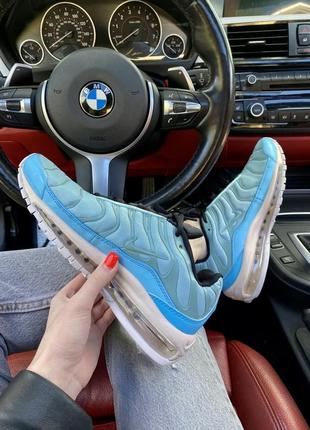 Нереальные яркие женские кроссовки nike air max 97 plus голубые лазурные6 фото