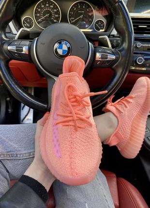 Шикарные женские кроссовки adidas yeezy boost 350 цвета лолося (розовые)3 фото