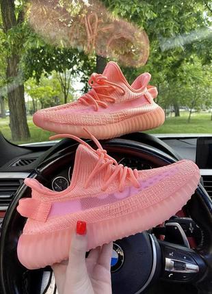 Шикарные женские кроссовки adidas yeezy boost 350 цвета лолося (розовые)5 фото