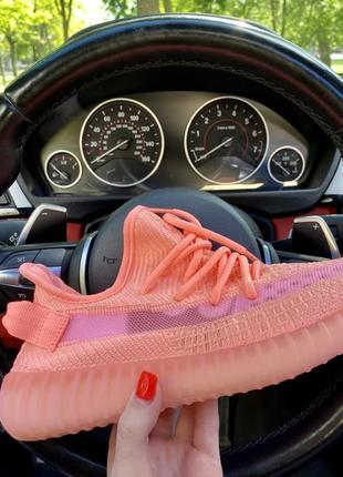 Шикарные женские кроссовки adidas yeezy boost 350 цвета лолося (розовые)9 фото