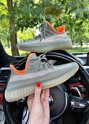 Замечательные женские кроссовки унисекс adidas yeezy boost 350 серые-хаки 37-45 р2 фото