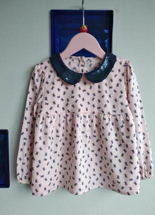 ❤️🦋🎀 нарядная блуза в бантиках и пайетках на 4-5 лет nutmeg ❤️🦋🎀2 фото