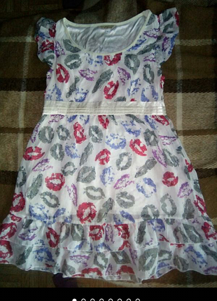 Платье , сарафан в принт " губы"