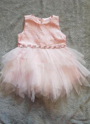 Новое нарядное платье сарафан 62, 68, 74 см, 3-6-9 мес. бодик с длинным и коротким рукавом