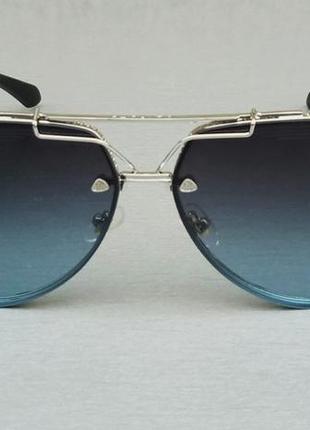 Maybach очки капли мужские солнцезащитные серо синие в серебристой металлической оправе2 фото