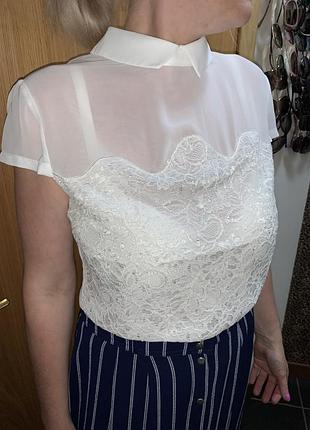 Біла сорочка біла мереживна блузка