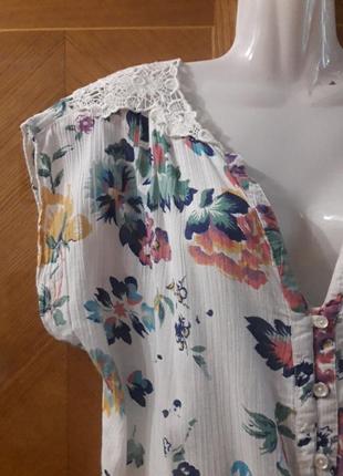100% хлопок натуральная нарядная блуза с кружевом  р.16 от monsoon3 фото