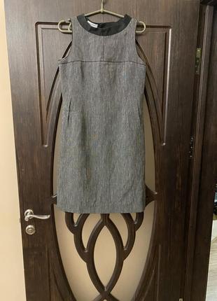Роскошное, платье, более до офисного варианта, в темно сером цвете, материал лен, от дорогого бренда: costume national 👌