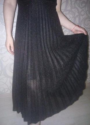 Шикарное нарядное вечернее платье блестящее плиссе юбка7 фото