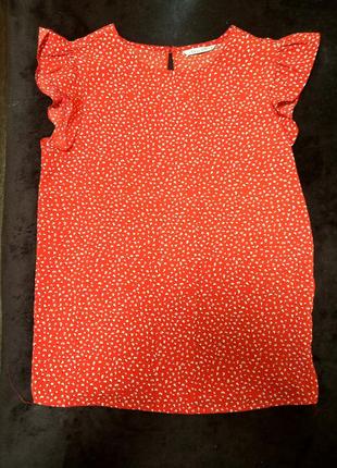 Червона блузка в квіточку.блуза.блузон.сорочка з коротким рукавом.