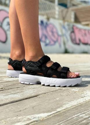 Босоножки fila disruptor sandal black черный верх с белой подошвой7 фото