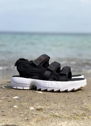 Босоножки fila disruptor sandal black черный верх с белой подошвой3 фото