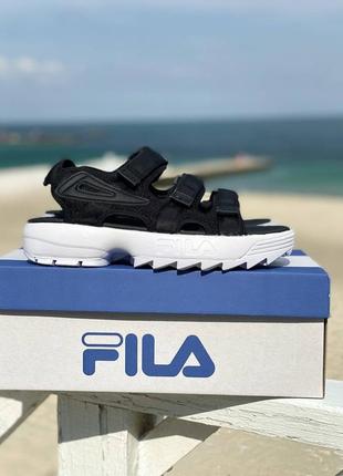 Босоножки fila disruptor sandal black черный верх с белой подошвой10 фото