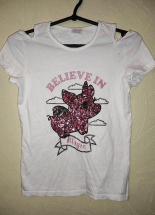 Футболка девочке с пайетками