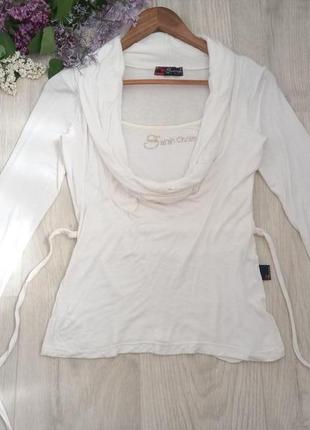 Фирменная кофточка с хомутом трикотажная вискозная блуза с поясом ,л/м.