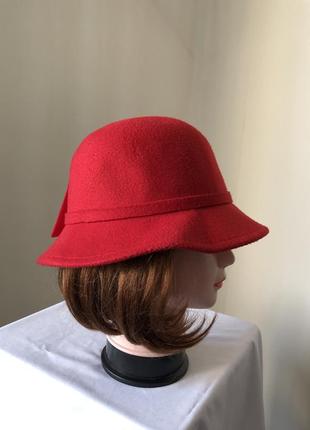 Шляпа клош красная с бантом5 фото