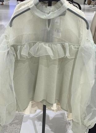 Блуза из органзы кофта с воланами воздушная zara оригинал3 фото