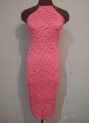 Кружевное платье миди