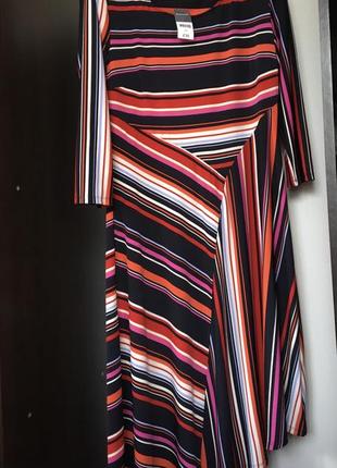 Асиметричное платье миди в полоску полосатое сарафан туника2 фото
