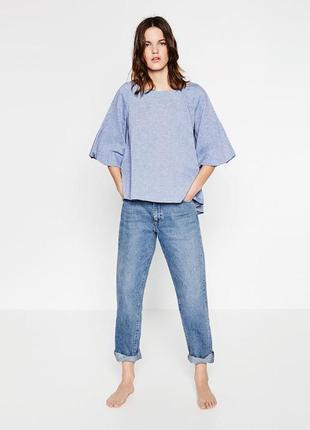 Zara джинсовая блуза с воланами s - размер3 фото