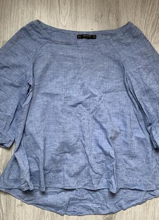 Zara джинсовая блуза с воланами s - размер2 фото