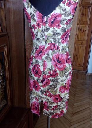 Ошатне літнє плаття в яскраві квіти, льон. 5