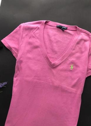 👚оригинальная розовая футболка ralph lauren/ярко розовая футболка ralph lauren оригинал с вырезом👚2 фото