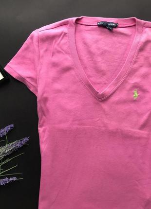 👚оригинальная розовая футболка ralph lauren/ярко розовая футболка ralph lauren оригинал с вырезом👚4 фото