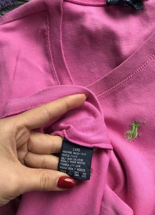 👚оригинальная розовая футболка ralph lauren/ярко розовая футболка ralph lauren оригинал с вырезом👚5 фото