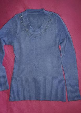 Теплый джемпер свитер бусинки s/m1 фото