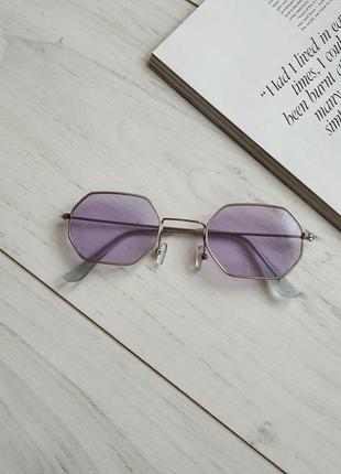 Очки солнечные фиолетовые, прямоугольные очки, цветные линзы1 фото