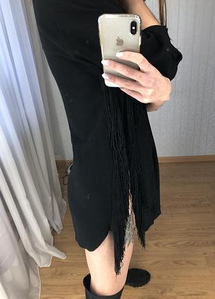 Зара! рубашка-туника с бахромой