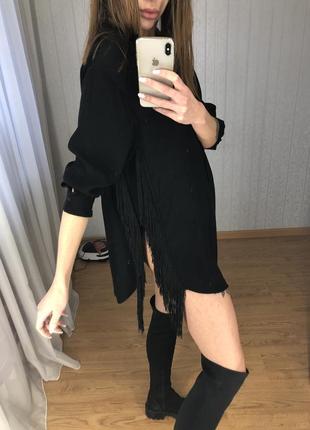 Зара! рубашка-туника с бахромой