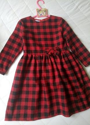 Теплое платье клетка 7-9 лет. балеро меховое черное 146-152 см. 11-12 лет.