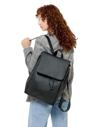 Женский большой стильный вместительный черный рюкзак