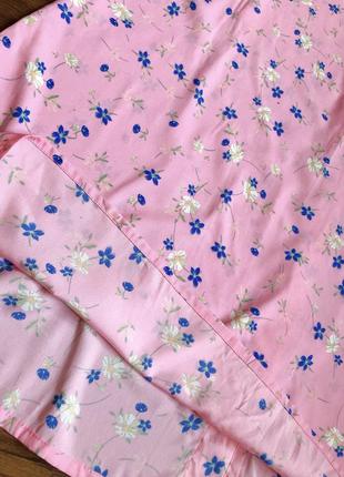 Тонкая летняя розовая юбка-миди в цветочек с карманами спереди, s размер, weekend girl9 фото